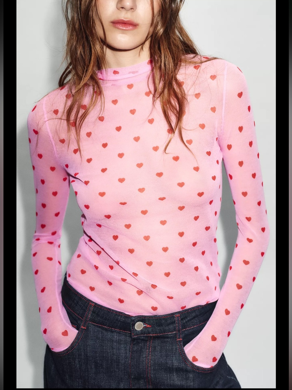 Zara fine knit heart top
